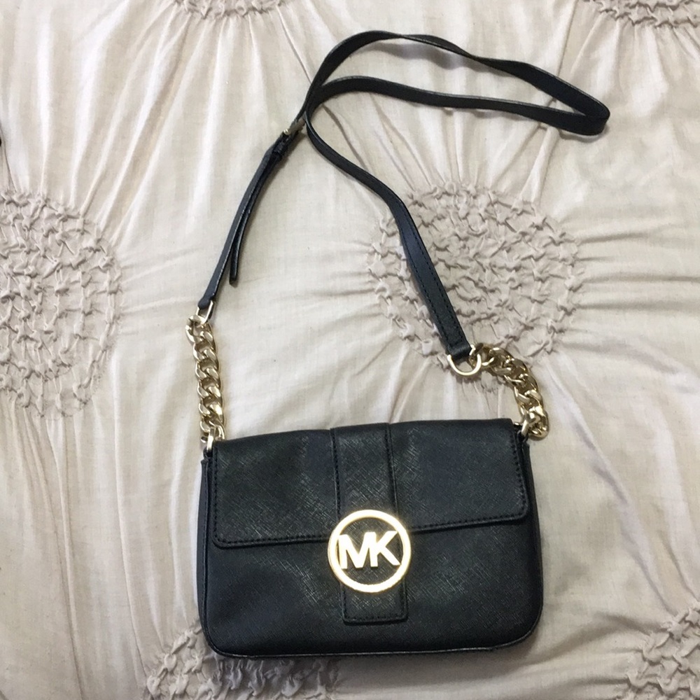 Michael Kors black leather crossbody bag